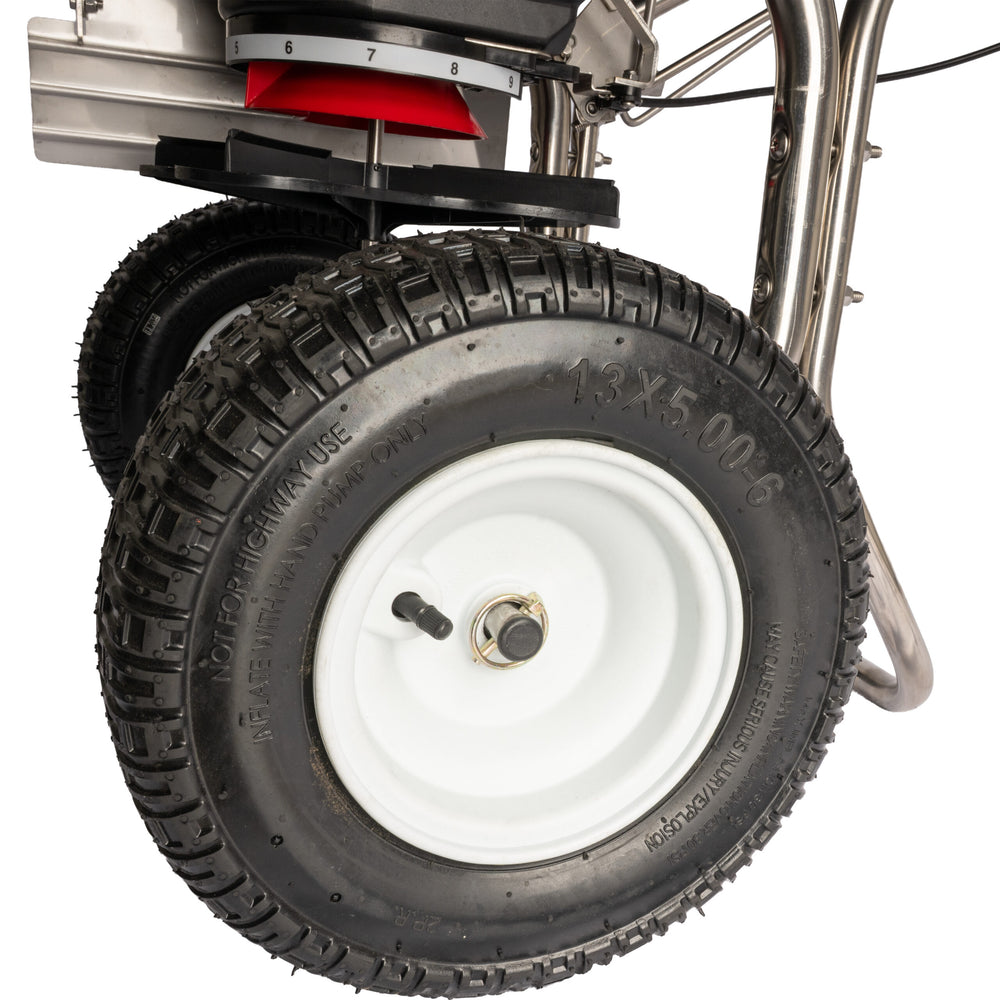 Earthway Prizelawn Broadcast Spreader 80 lb. Hopper Stainless Steel with Pneumatic Tires New