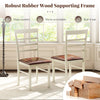 Set of 2 white PU leather upholstered dining chairs with rubber wood frames, perfect for home or restaurant use.
