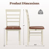 Dimensions of white PU leather upholstered dining chair, featuring a sturdy rubber wood frame and comfortable seat.