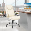 Ergonomic white PU leather executive chair with flip-up armrests and rocking function, ideal for office use.