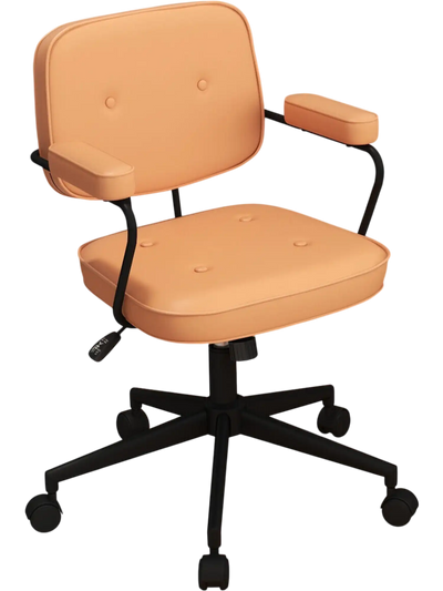 Costway PU Leather Office Chair Rocking Backrest Ergonomic Armrest Orange 03758641 New