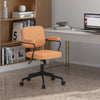 Stylish orange PU leather office chair with sponge padded seat, adjustable height, and smooth rolling wheels for.
