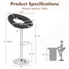 Height adjustable black bar stool with hollow back, footrest, and electroplated metal base, ideal for personalized.