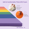 Thick EPE foam tri-folding gymnastics mat in vibrant colors, waterproof PU leather, ideal for kids' exercise and easy.