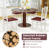 White PU leather upholstered dining chairs set of 4 with high backrest and solid rubber wood frame for kitchen or.