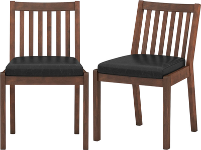 Costway PU Leather Upholstered Dining Chairs Set of 2 22837844 New