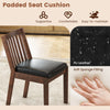 Espresso PU leather dining chair with padded seat cushion and ergonomic slanted backrest for kitchen or restaurant use.