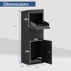 Dimensions of the black package delivery box with anti-theft baffle, suitable for outdoor use, measuring 44in high.