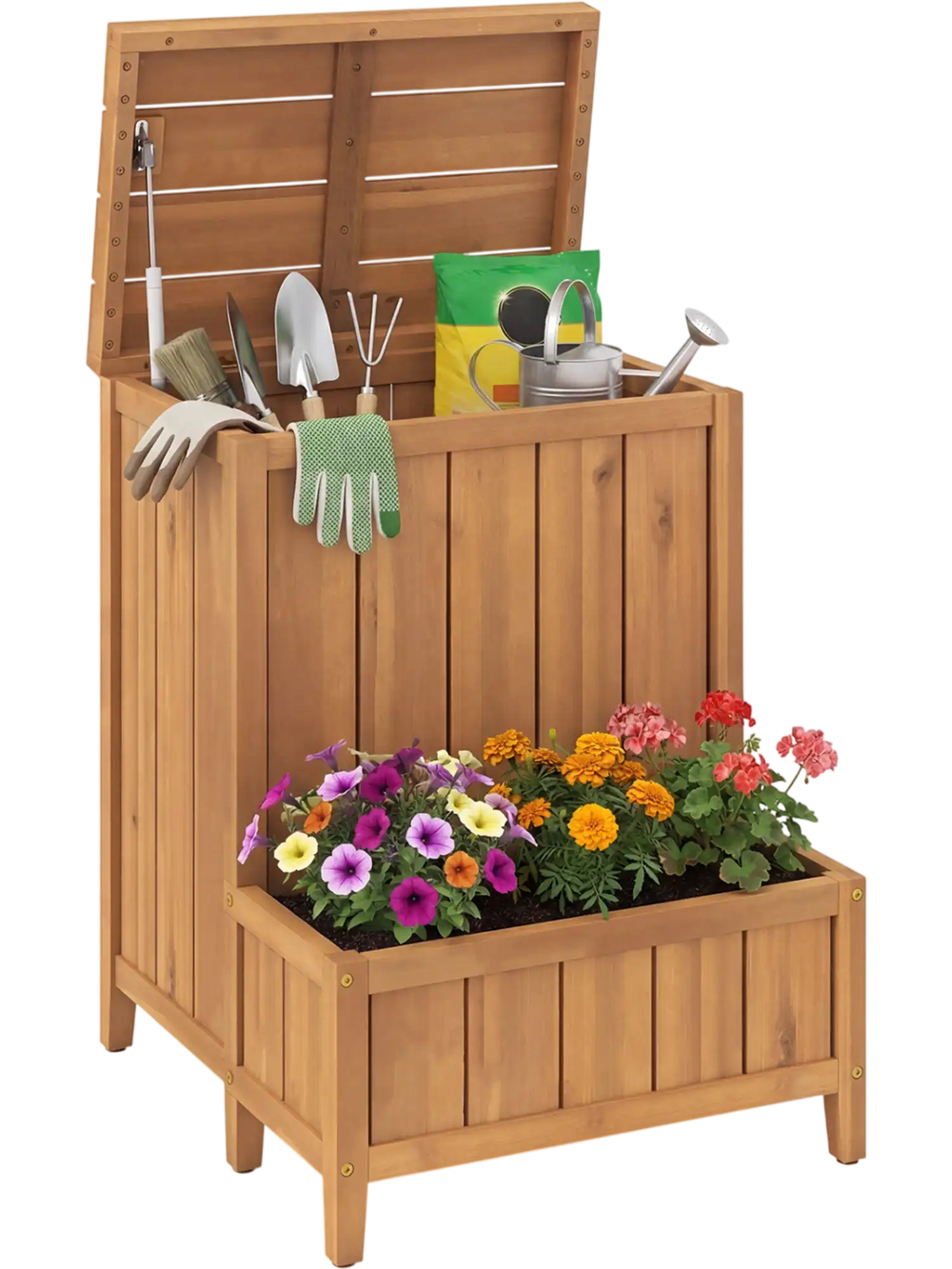 Package Delivery Box with Planter Box for Pool Accessories and Garden Tools
