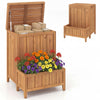 2-in-1 package delivery box and planter made of natural acacia wood, ideal for outdoor storage and gardening.