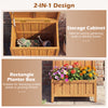 Storage cabinet with openable lid and planter box, made of durable acacia wood, ideal for outdoor gardening and.