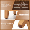 Slatted base and elevated legs of the acacia wood package delivery box with planter, promoting airflow and stability.