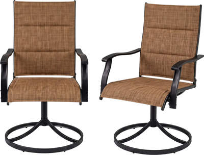 Costway Set of 2 Padded Patio Swivel Dining Chairs Ergonomic Breathable Fabric 33261260 New