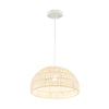 Beige farmhouse rattan pendant light with adjustable 12"-59" hanging rope, ideal for living room or kitchen decor.