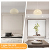Beige farmhouse rattan pendant light with adjustable 12"-59" hanging rope, perfect for living room or bedroom decor.