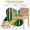 Natural rubber wood chair set of 2 with woven paper rope, ideal for indoor or outdoor use in various settings.