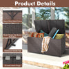 Outdoor storage box with hand-woven brown PE rattan, 175-gallon capacity, and universal wheels for easy movement.