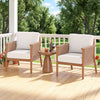 Patio Acacia Wood Chair Set of 2 with Woven Rope Armrests and Seat Back Cushions for Backyard-White - Gallery View 1 of 9