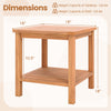 Acacia wood side table with slatted tabletop and storage shelf, 18" height, perfect for patio or indoor use.