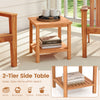 Acacia wood 2-tier side table with slatted tabletop, perfect for patio or indoor use, keeping items within reach.