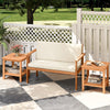 Acacia wood side table set of 2 with slatted tabletop, perfect for patio or balcony use, featuring a natural finish.
