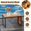 Convertible patio acacia wood side table features a spacious slatted tabletop, ideal for outdoor use and organization.