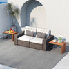 Acacia wood side table set of 2 features a slatted surface and heavy-duty metal frame, perfect for patio or garden use.