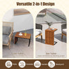 2-in-1 convertible patio acacia wood side table set of 2, usable as a coffee table or upright bar table for versatile placement.