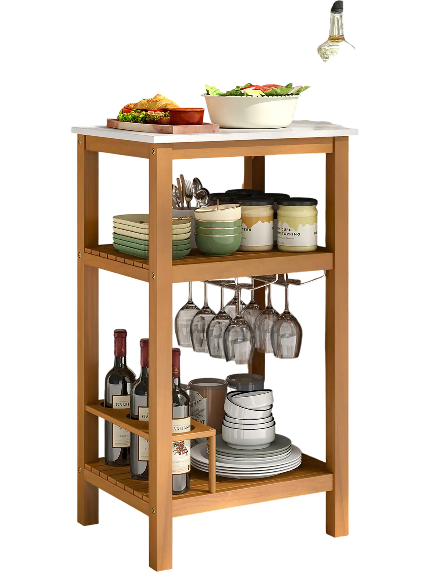 Costway Patio Acacia Wood Storage Cabinet Buffet Bar Table 73368095 New