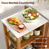 Faux marble countertop of the acacia wood patio buffet cabinet, featuring scratch resistance and easy cleaning for.