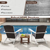 Patio Adirondack chair with rattan padded seat and hidden cupholder, featuring a robust HDPE frame for outdoor use.