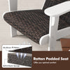Rattan padded seat of the white patio Adirondack chair, featuring soft sponge for comfort and elegant design.