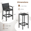 Black 3-piece patio bar set featuring 2 stools with armrests and a bar table, ideal for outdoor relaxation.