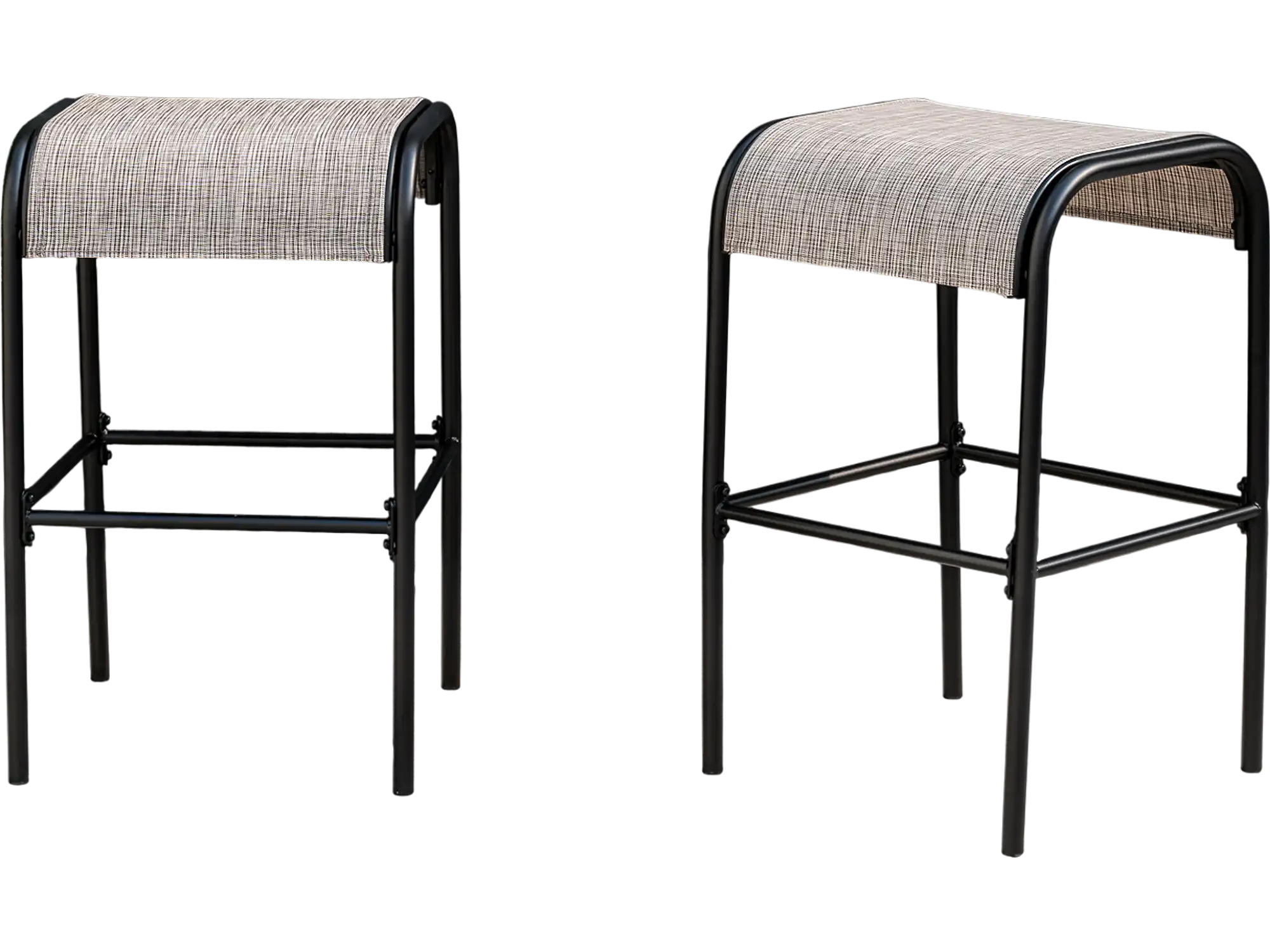 Costway Patio Metal Bar Stools Curved Fabric Seat Set of 2 46592318 New