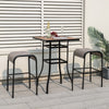 Set of 2 patio metal bar stools with curved fabric seats, designed for comfort and stability, perfect for outdoor use.