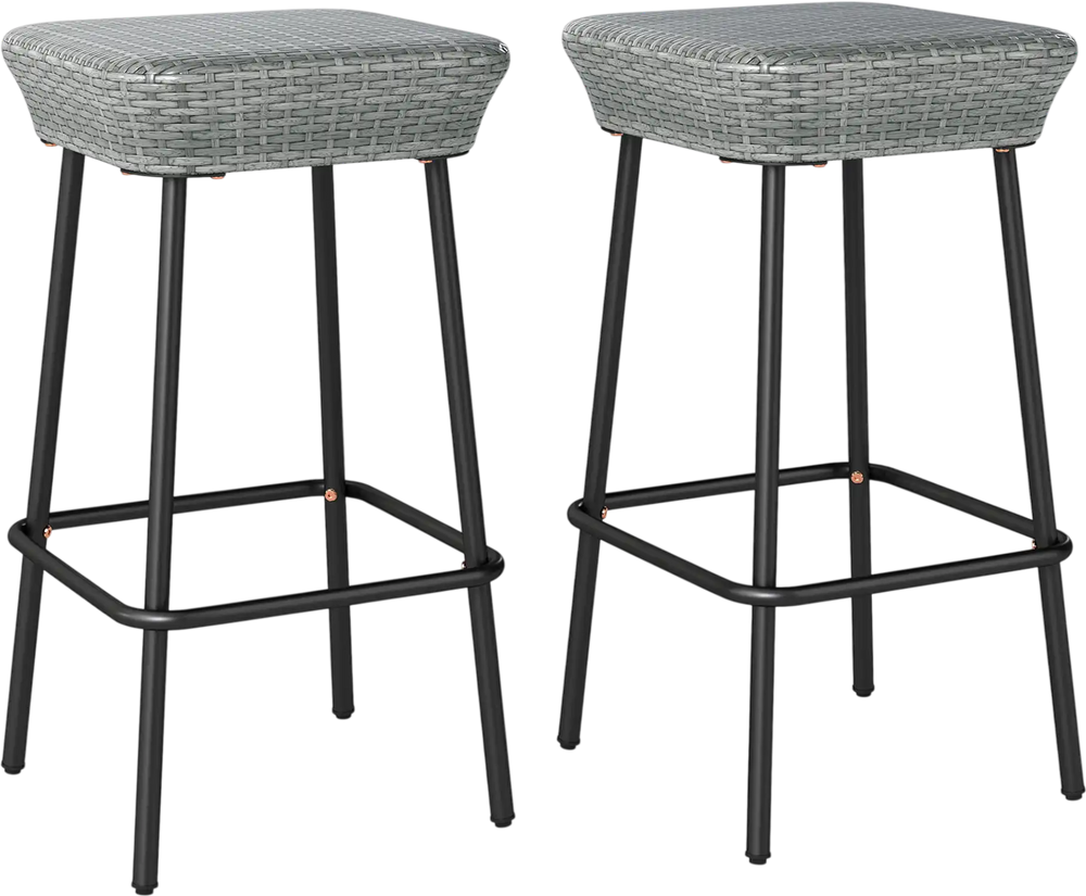 29.5 Inches Patio Bar Stools Set of 2 with Rattan Seat and Footrest
