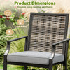 Counter height rattan bar chair with armrest in grey, featuring a durable woven back for outdoor relaxation.