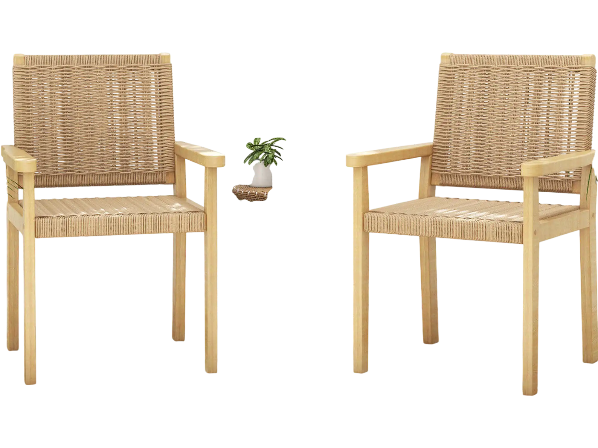 Costway Indoor Outdoor Wood Chair Set of 2 Natural 74583126 New