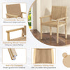 Natural wood chair with spacious seating, woven paper rope, and anti-slip footpads for indoor or outdoor use.