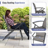 Spacious grey patio chair with contoured backrest and curved armrests, perfect for outdoor relaxation.
