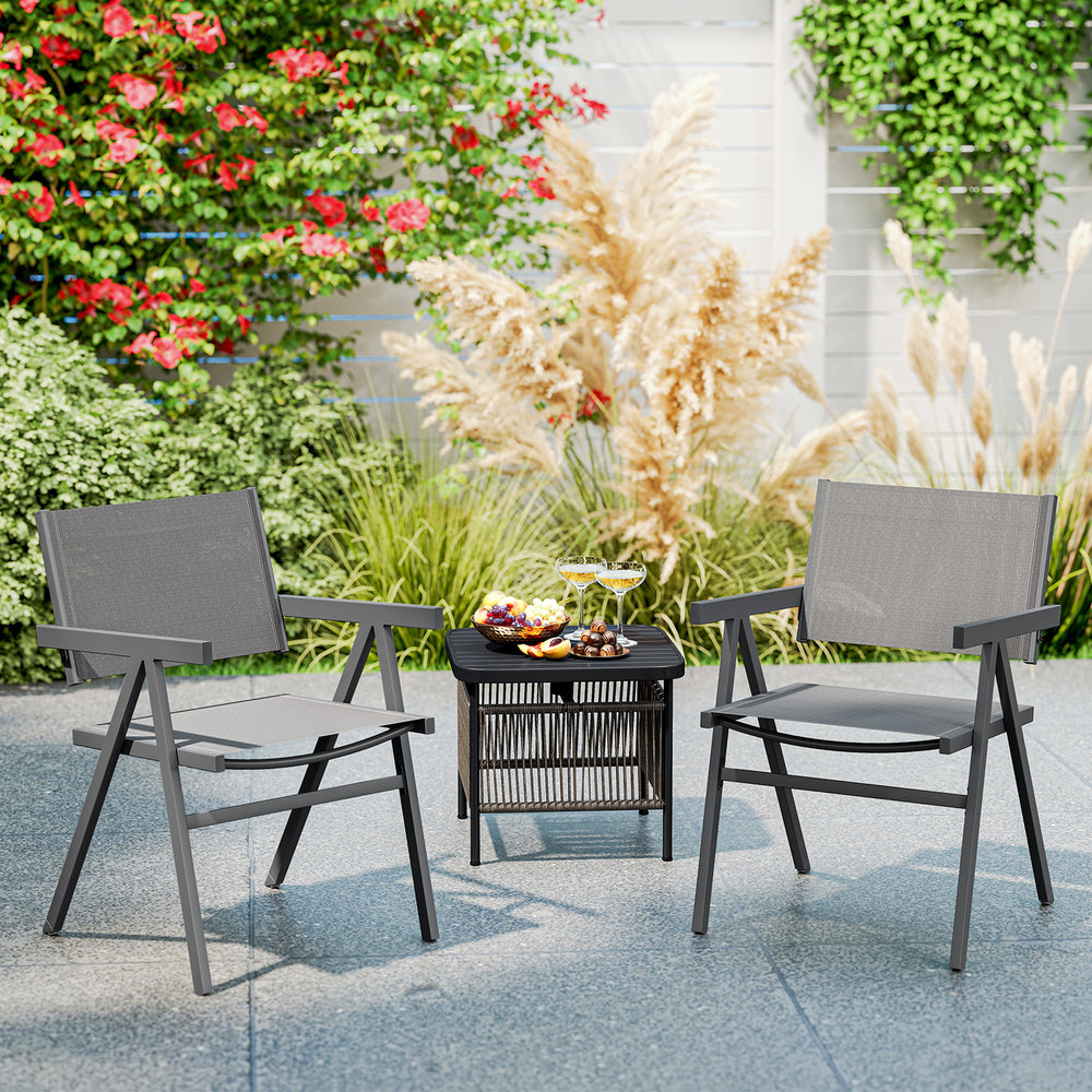 Patio Chairs Set of 2 Outdoor Dining Chair with Breathable Fabric Seat-Set of 2 - Gallery View 1 of 10