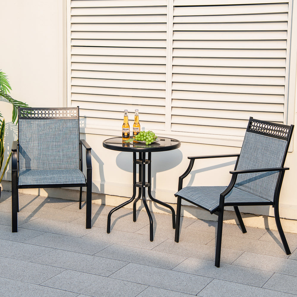 Patio Chairs Set of 2 with All Weather Breathable Fabric-Blue - Gallery View 1 of 9