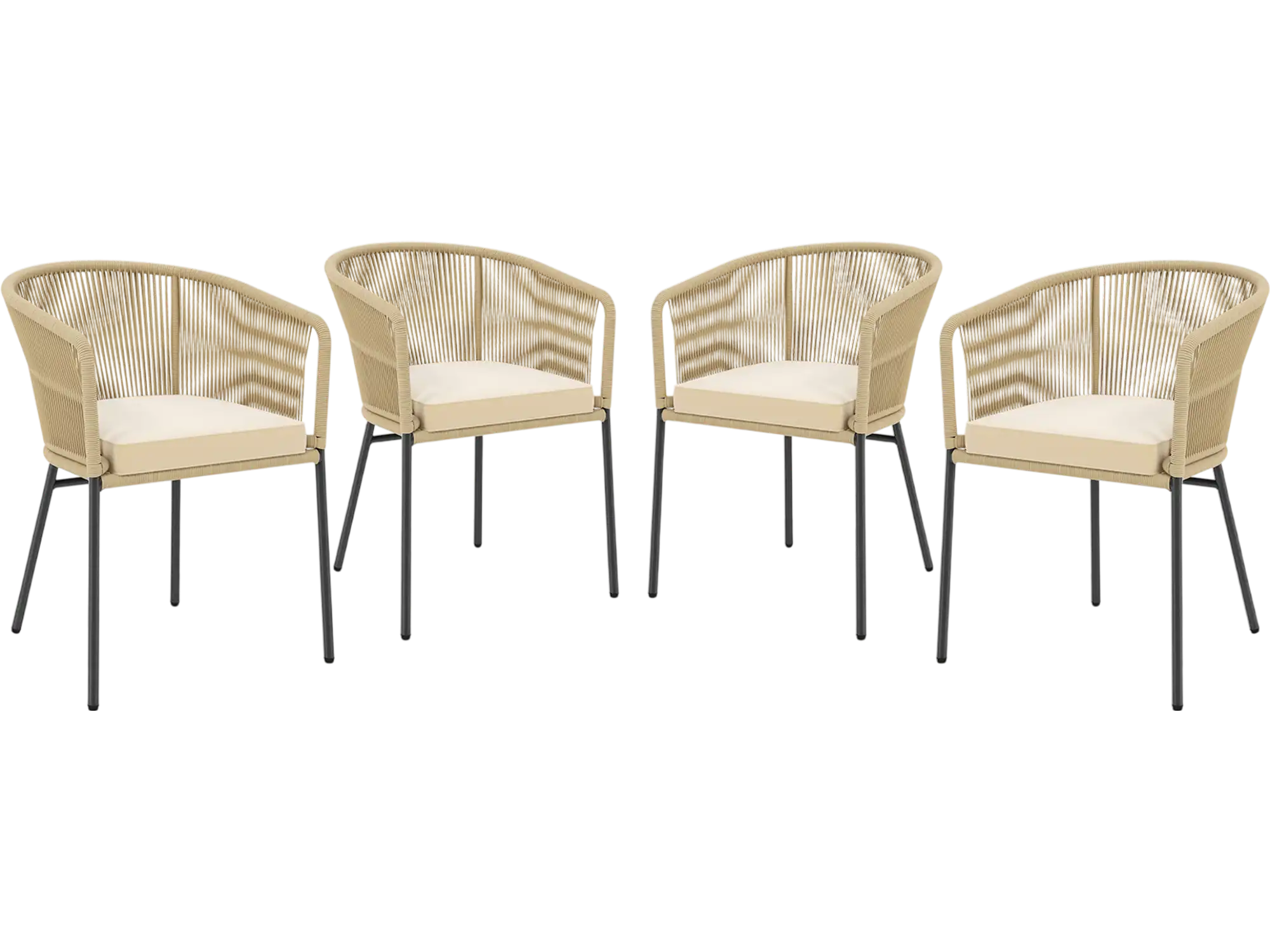 Costway Patio Dining Chairs Set of 4 w/ Seat Cushions Curved Backrest 14453705 New