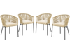 Set of 4 patio chairs with curved backrest and seat cushions in yellow, designed for comfort and relaxation outdoors.