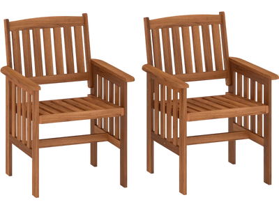 Costway Patio Dining Chairs Set of 2 Outdoor Solid Wood Slatted Seat Inclined Backrest 56213301 New