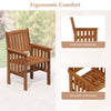 Solid wood patio chair with slatted seat and inclined backrest, designed for ergonomic comfort and outdoor use.