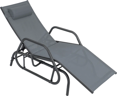 Costway Outdoor Chaise Lounge Glider Chair w/ Armrests Pillow 84279561 New