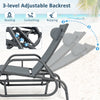 Gray outdoor chaise lounge glider chair with a 3-level adjustable backrest, ideal for reading, sunbathing, or napping.