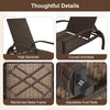 Patio chaise lounge with high backrest, curved armrests, and adjustable foot pads for comfort by the poolside.