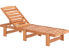 Patio Chaise Lounge Chair Solid Wood Slatted Recliner with Adjustable Backrest